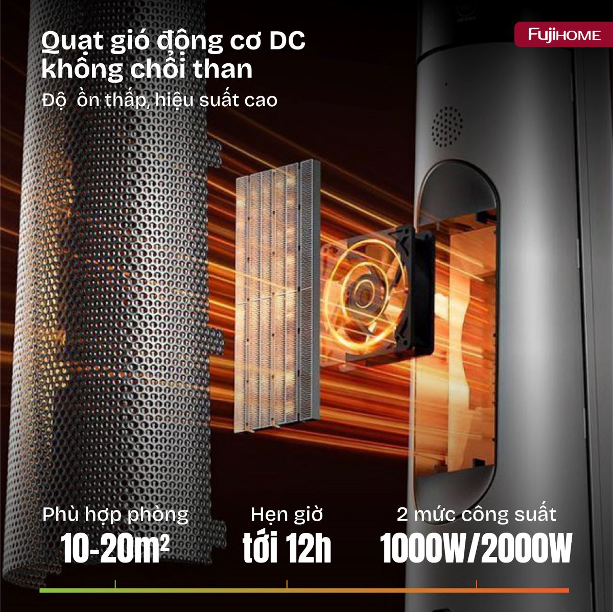 Quạt sưởi gốm điều khiển bằng giọng nói Fujihome FH3303