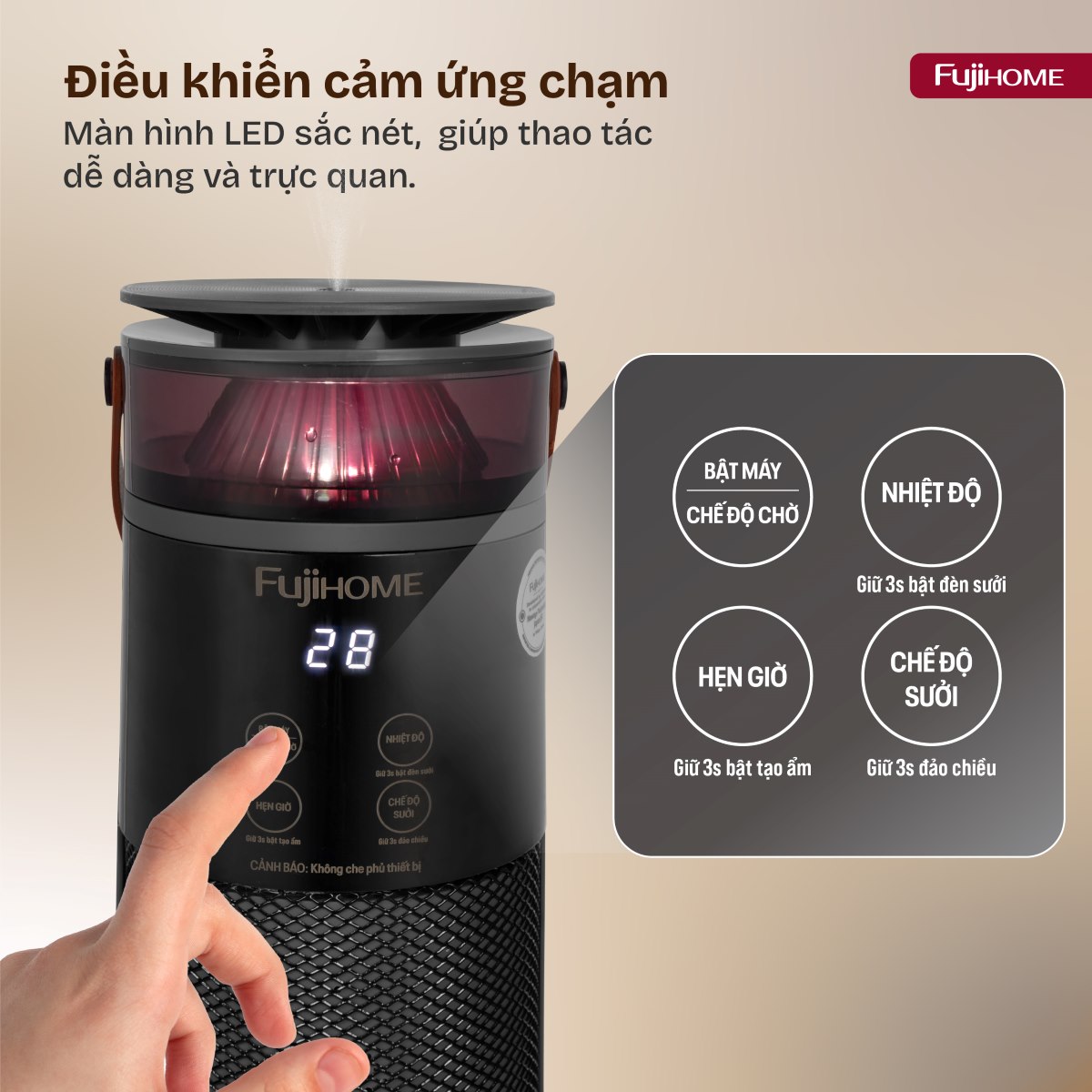 Quạt sưởi gốm điều khiển bằng giọng nói Fujihome FH3303