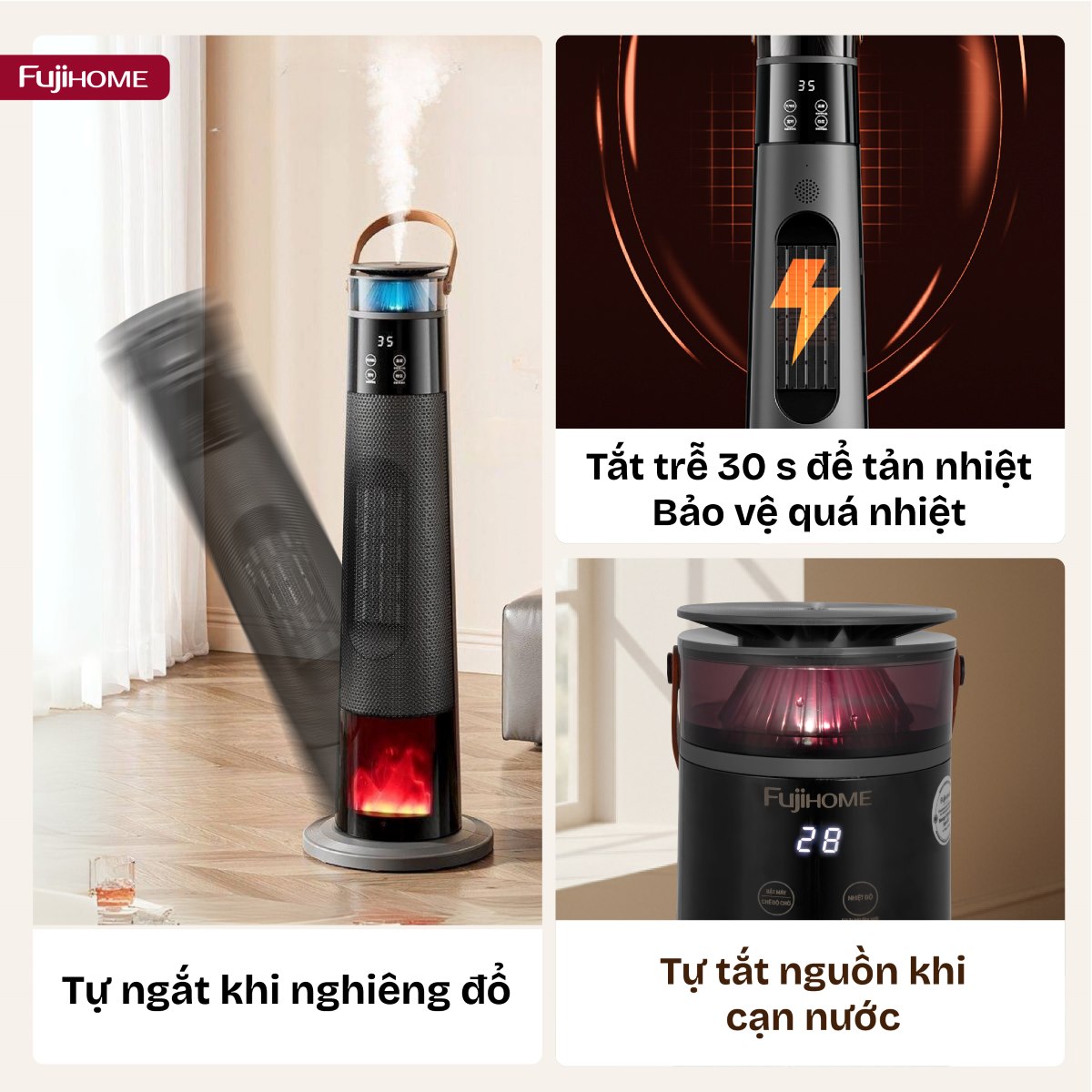 Quạt sưởi gốm điều khiển bằng giọng nói Fujihome FH3303
