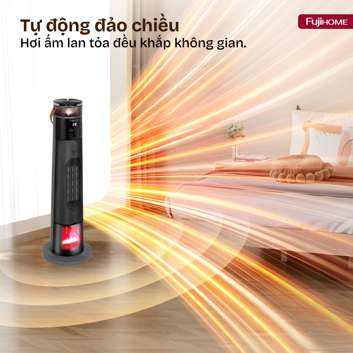 Quạt sưởi gốm điều khiển bằng giọng nói Fujihome FH3303