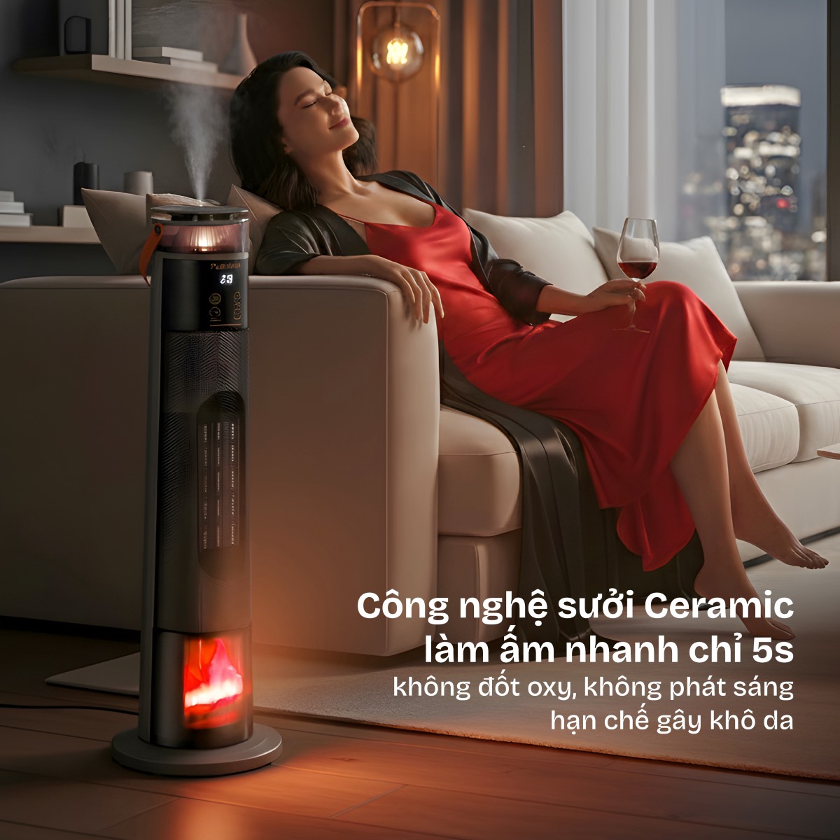 Quạt sưởi gốm điều khiển bằng giọng nói Fujihome FH3303