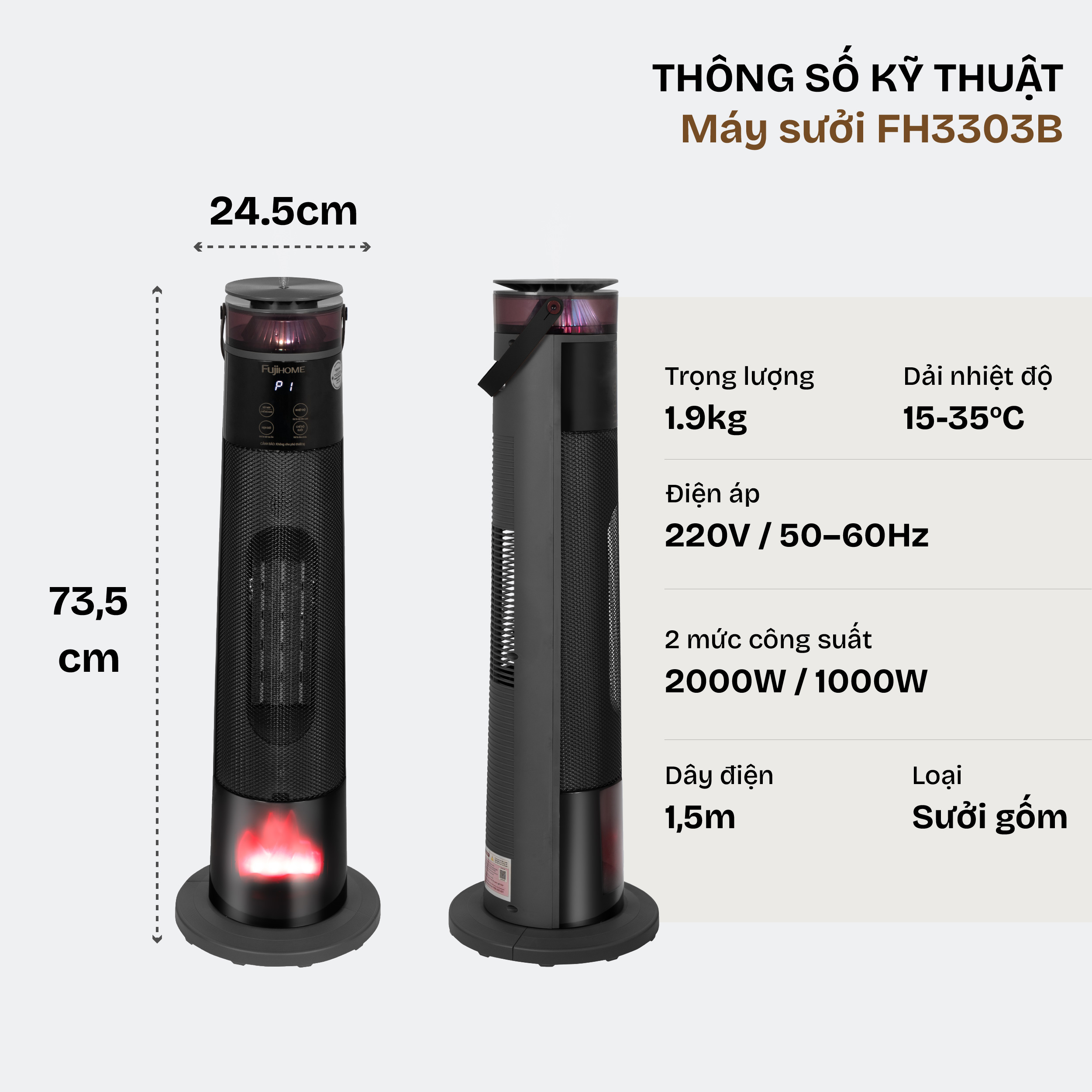 Quạt sưởi gốm Fujihome FH3303B