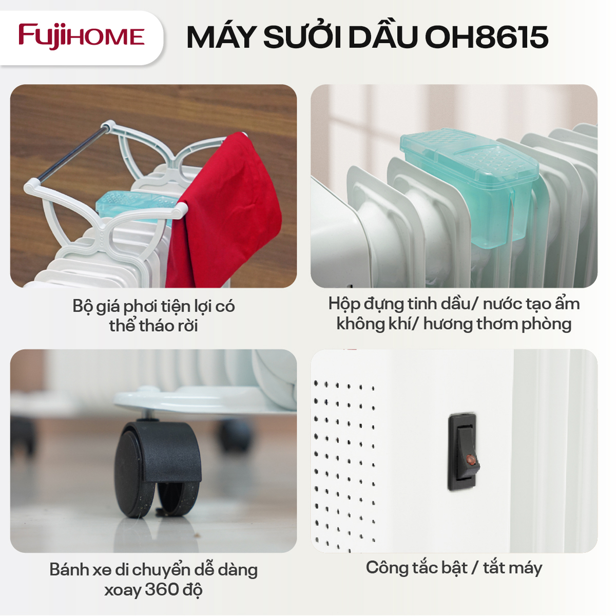 máy sưởi dầu Fujihome OH8615