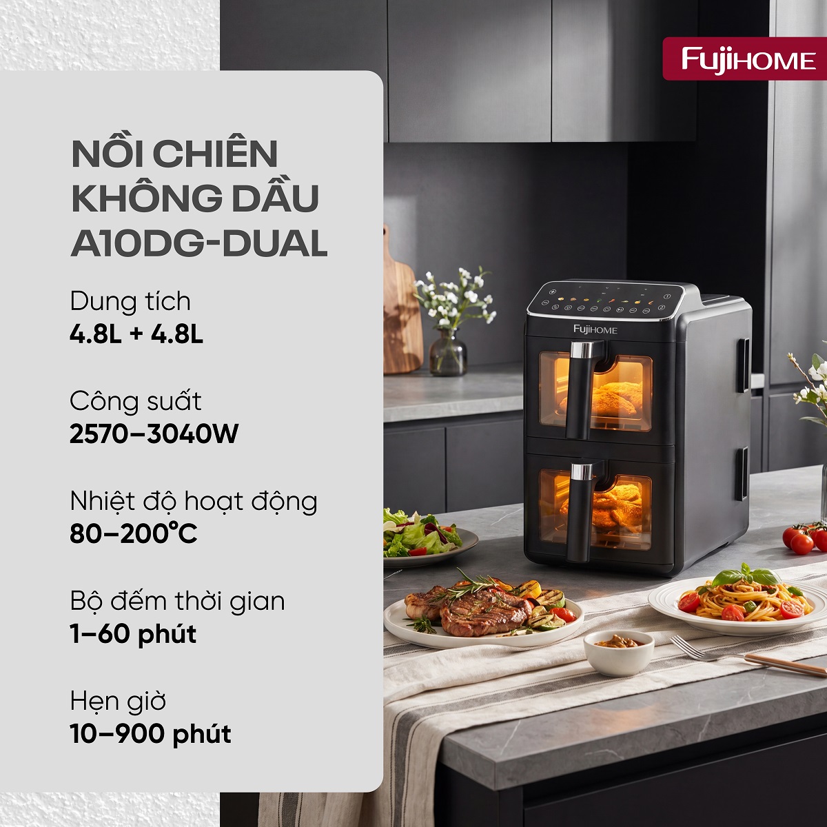 Nồi chiên không dầu FUJIHOME A10DG-DUAL