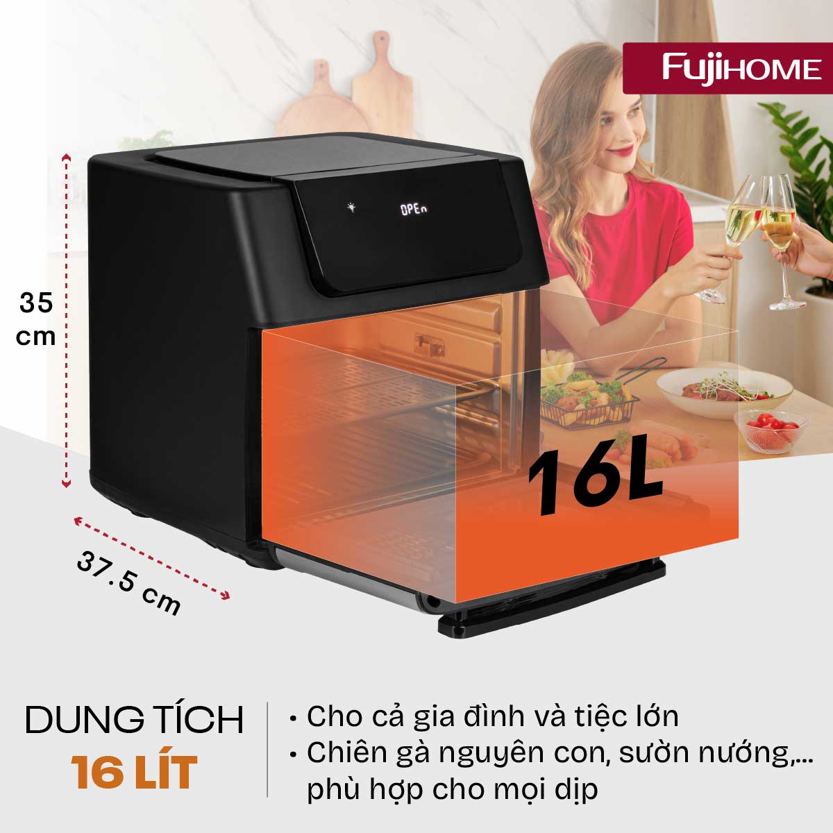 Nồi chiên không dầu Fujihome A16D