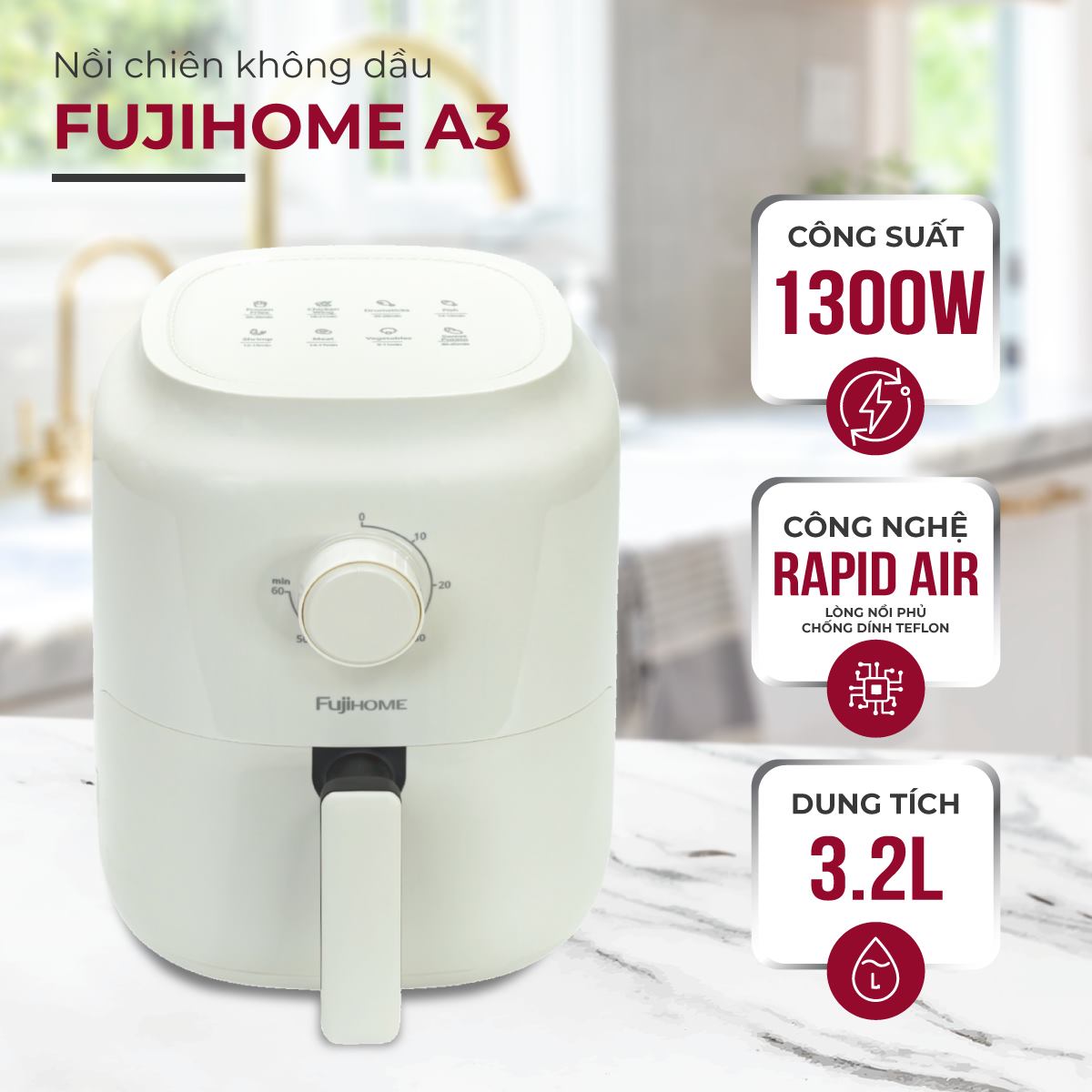 Nồi chiên không dầu Fujihome A3