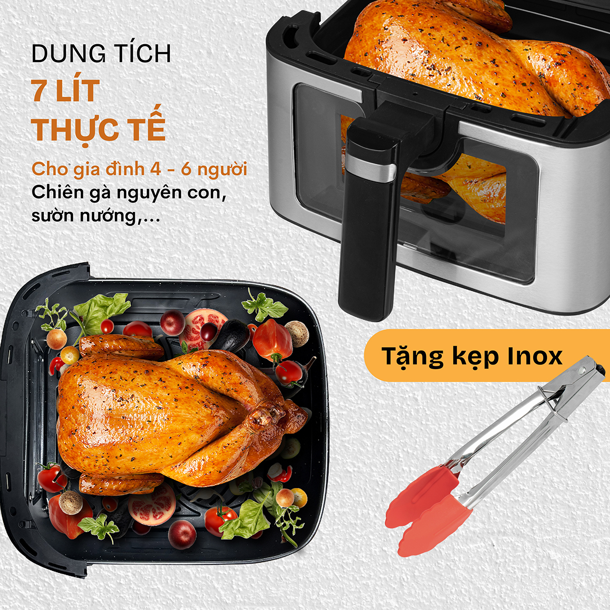Nồi chiên không dầu Fujihome DUALHEAT A7DH công nghệ gia nhiệt kép