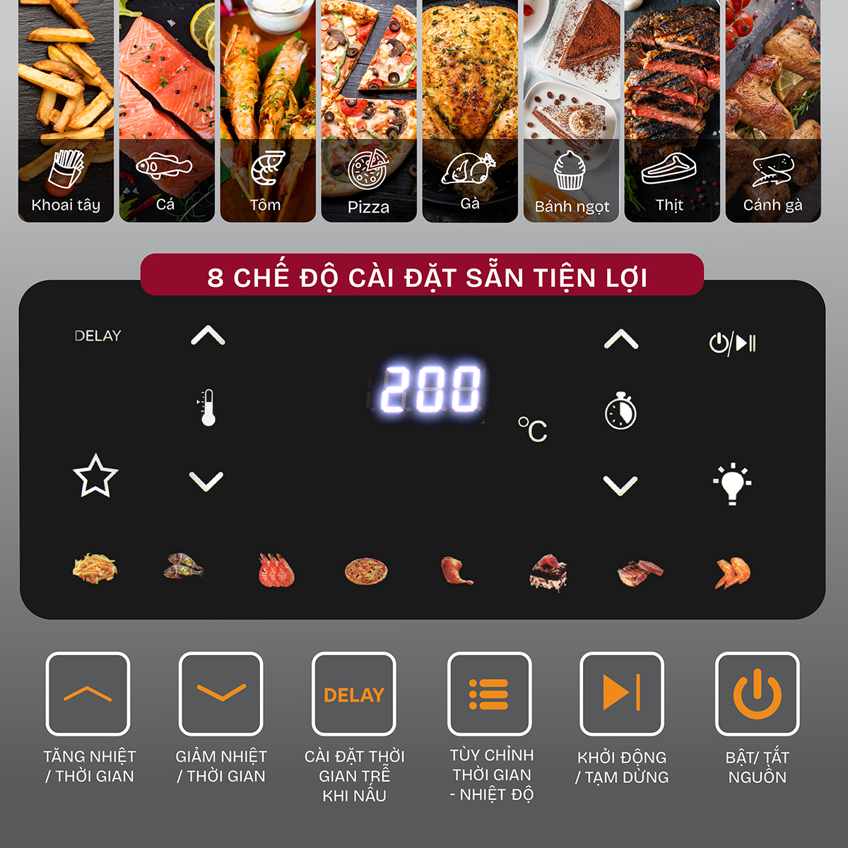 Nồi chiên không dầu Fujihome DUALHEAT A7DH công nghệ gia nhiệt kép