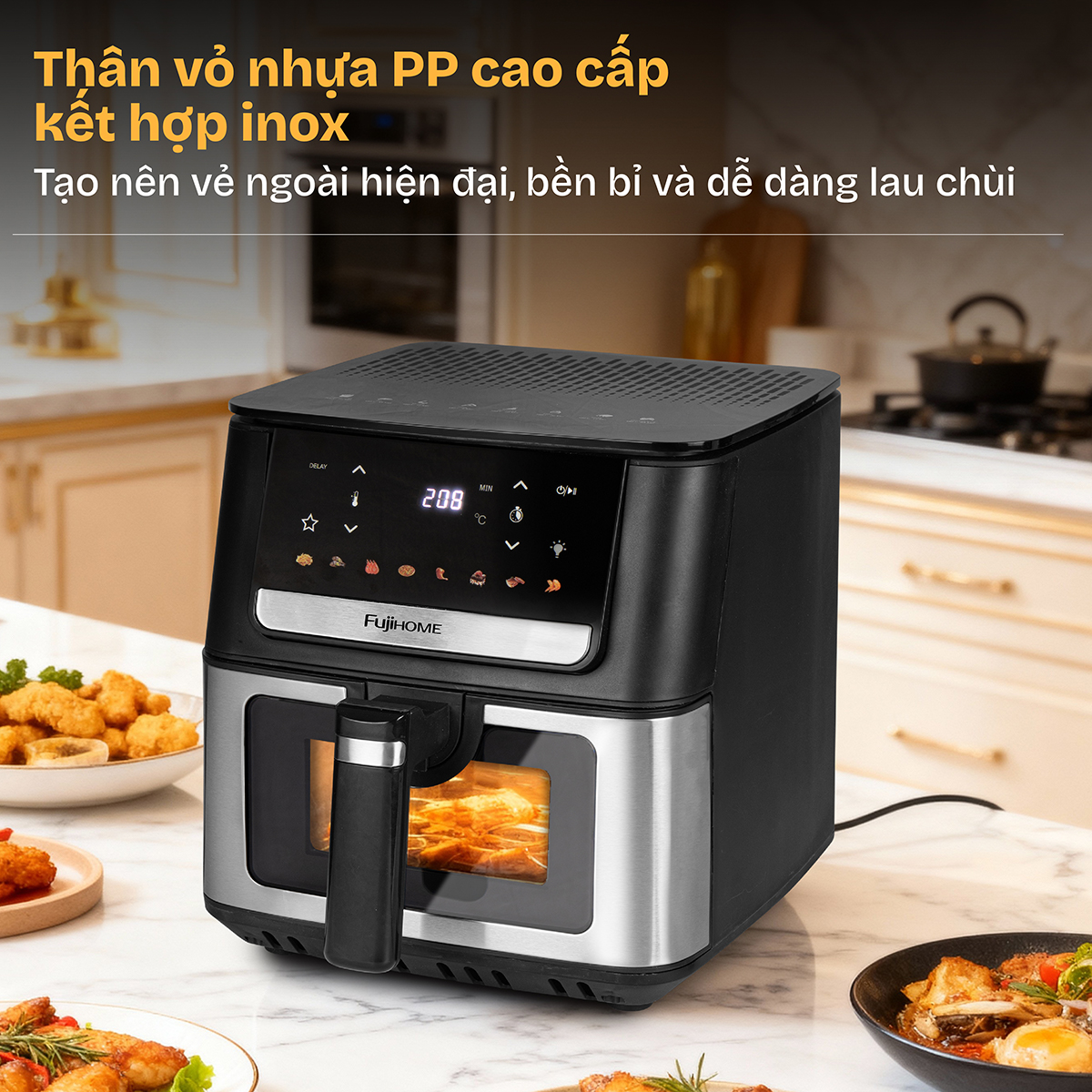 Nồi chiên không dầu Fujihome DUALHEAT A7DH công nghệ gia nhiệt kép