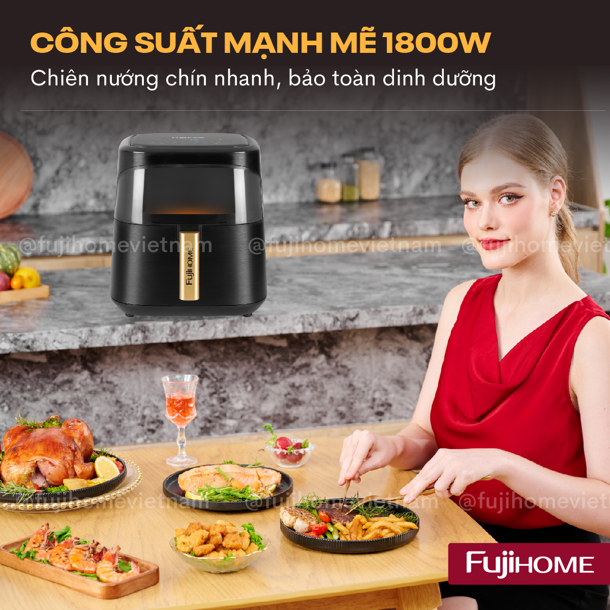 Nồi chiên không dầu Fujihome A8DG1 8Lít