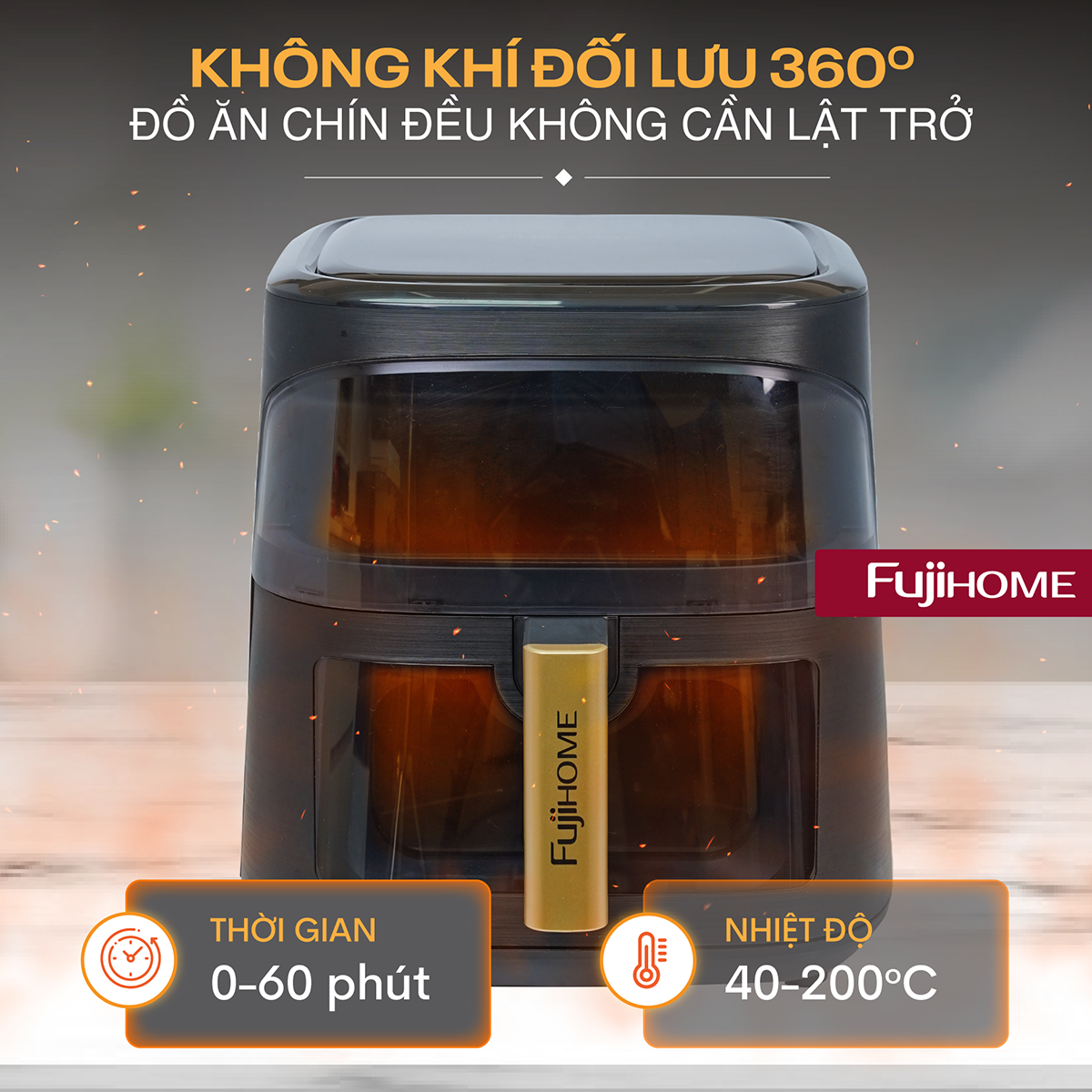 Nồi chiên không dầu Fujihome A8DG1NEW 8Lít