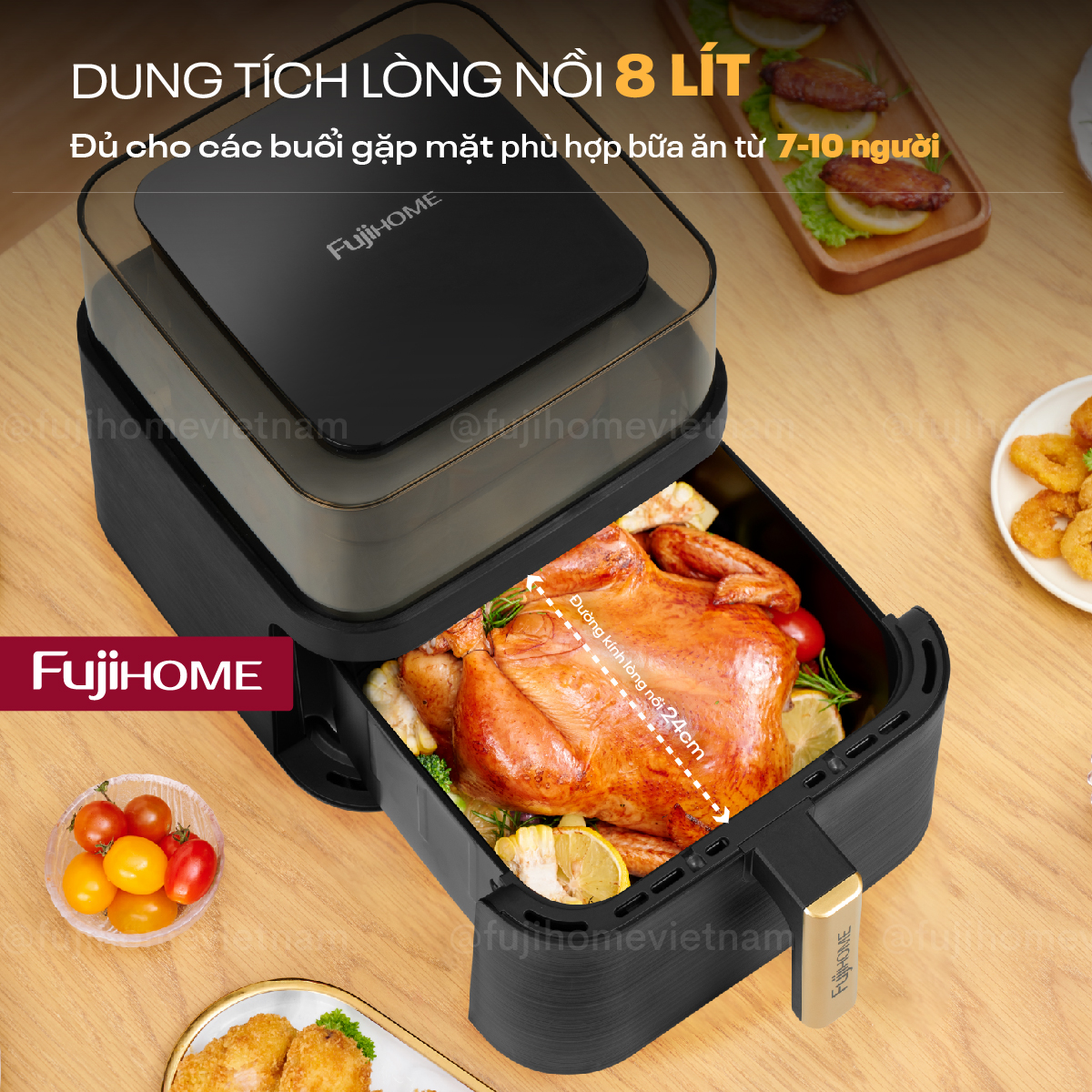 Nồi chiên không dầu Fujihome A8DG2 8Lít