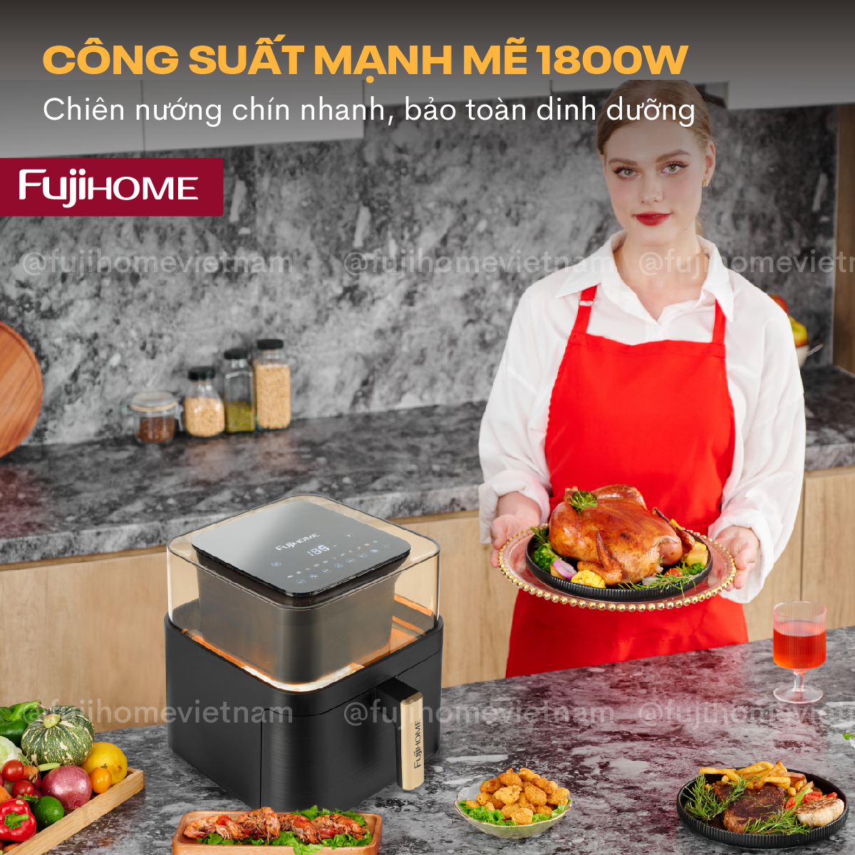 Nồi chiên không dầu Fujihome A8DG2 8Lít