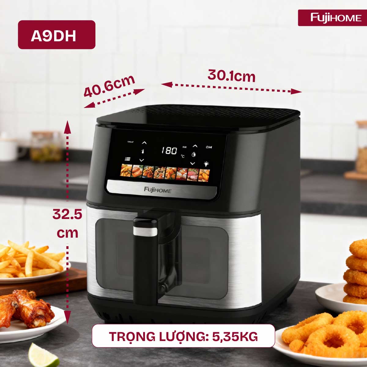 Nồi chiên không dầu Fujihome DUALHEAT A9DH công nghệ gia nhiệt kép
