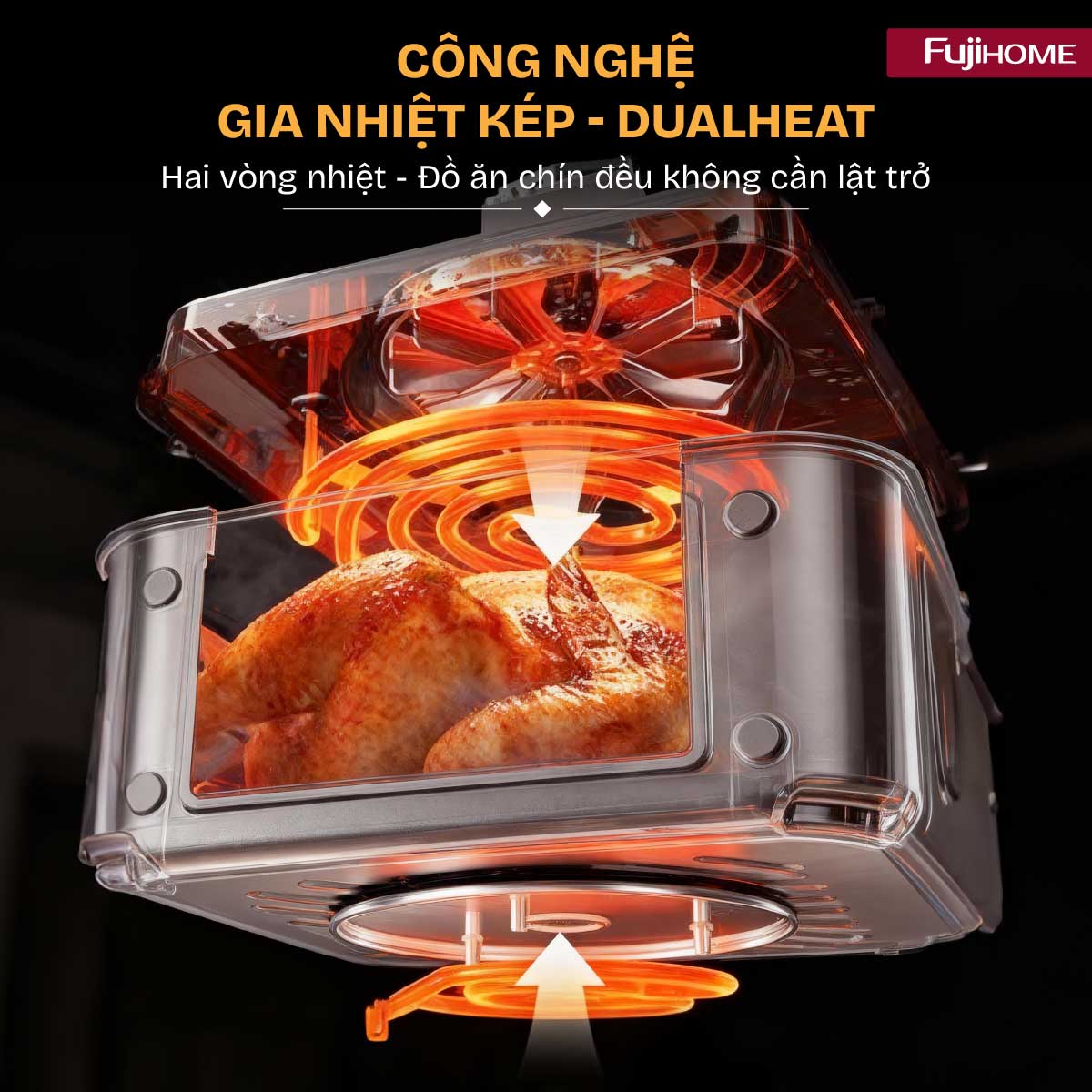 Nồi chiên không dầu Fujihome DUALHEAT A9DH công nghệ gia nhiệt kép