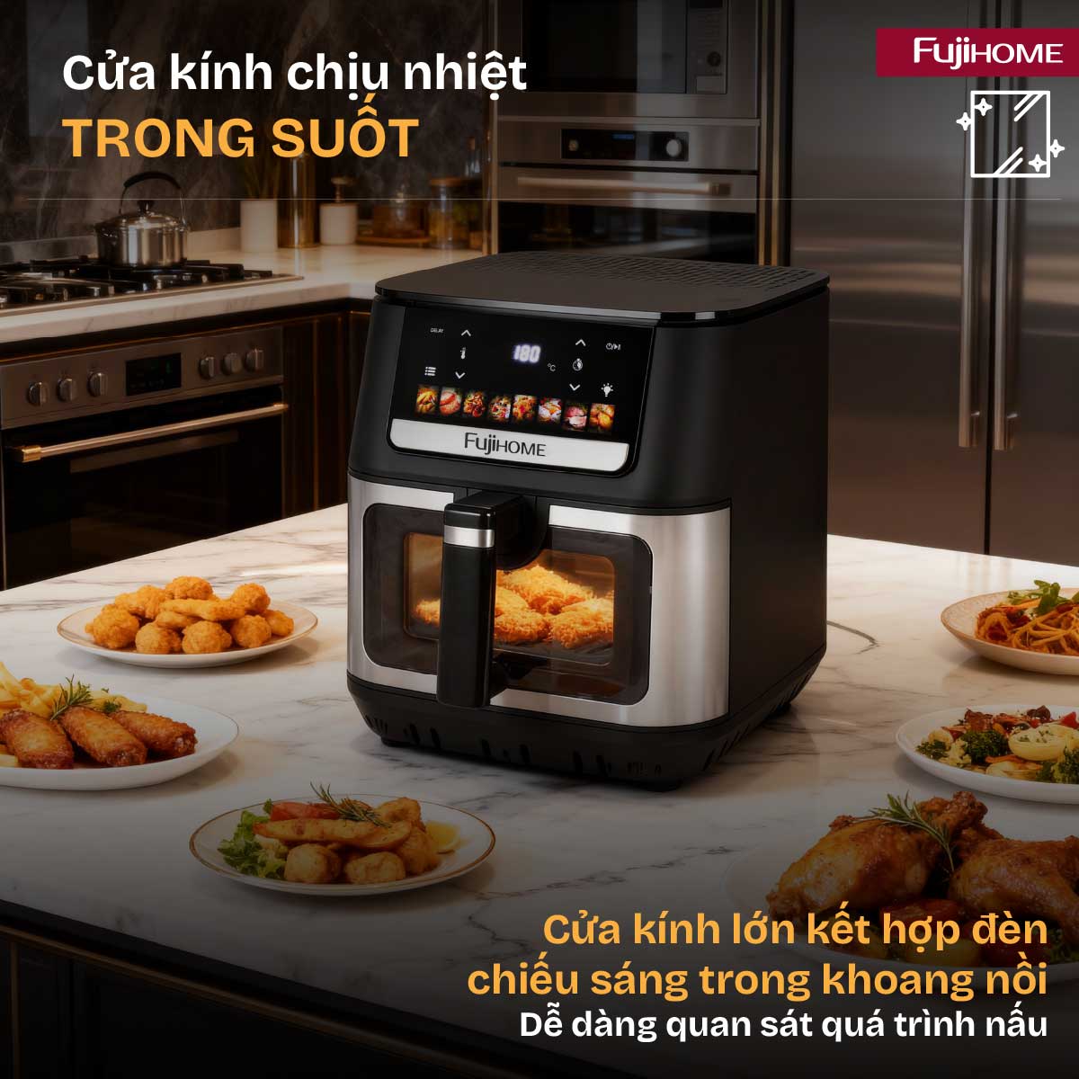 Nồi chiên không dầu Fujihome DUALHEAT A9DH công nghệ gia nhiệt kép