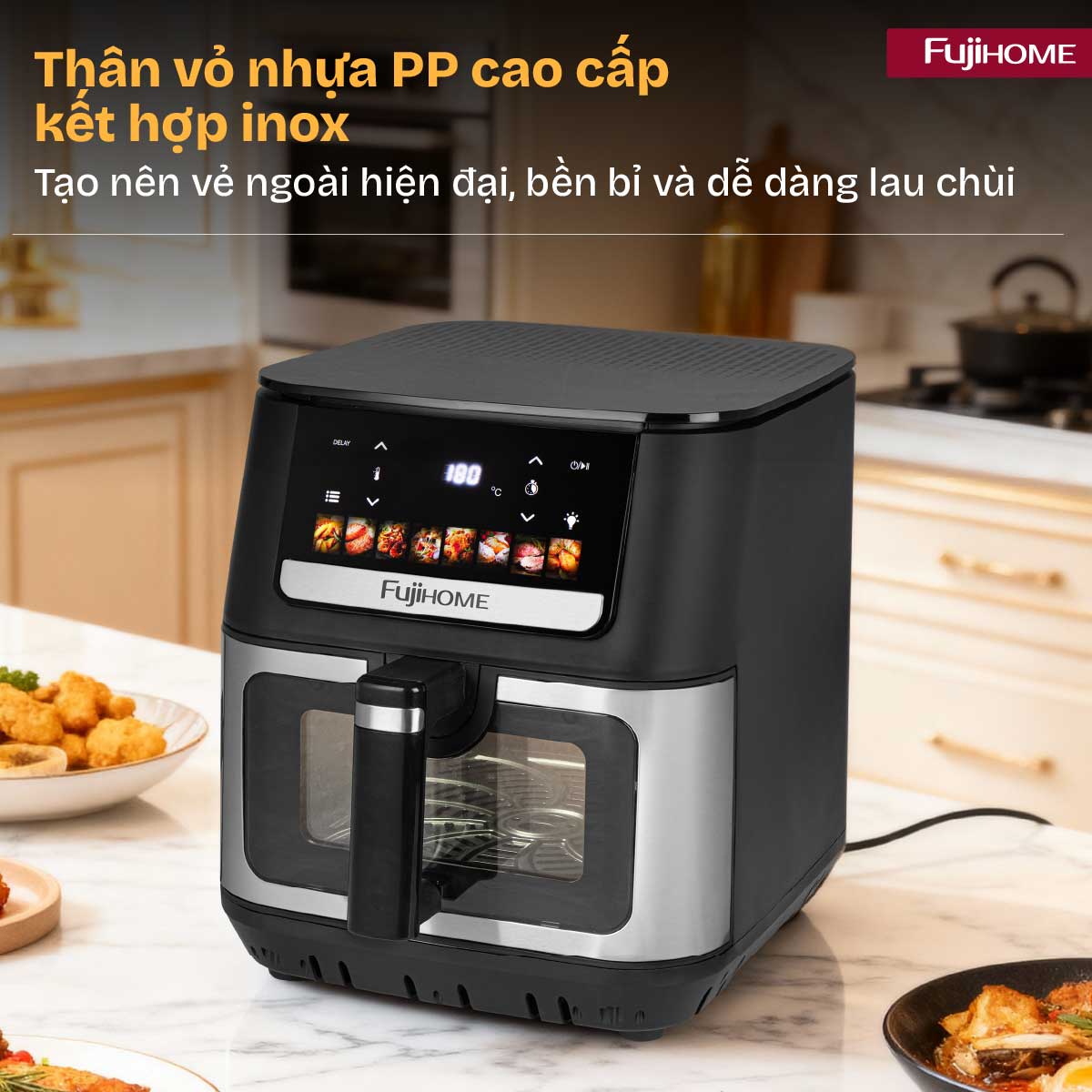 Nồi chiên không dầu Fujihome DUALHEAT A9DH công nghệ gia nhiệt kép