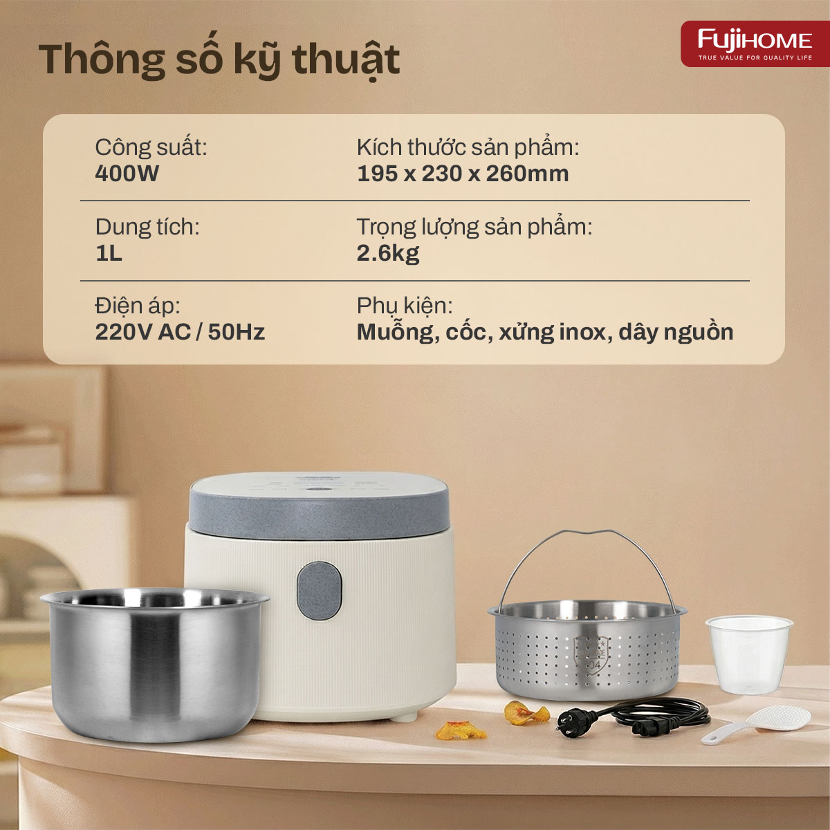Nồi cơm điện Fujihome Inox LowSugar RC10BLS