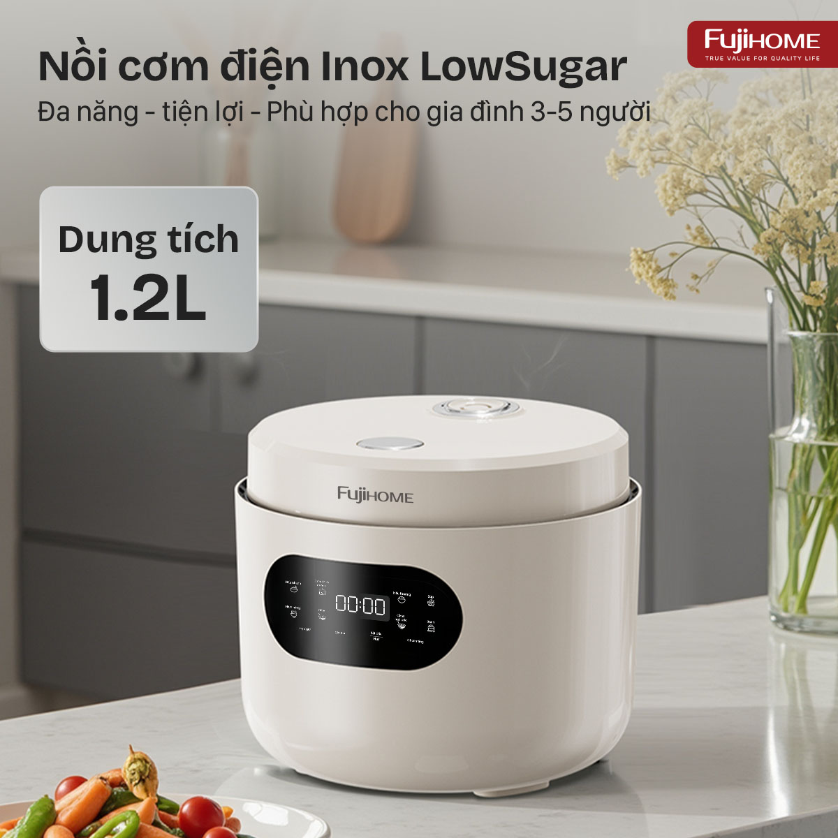 Nồi cơm điện Fujihome Inox LowSugar RC12LS