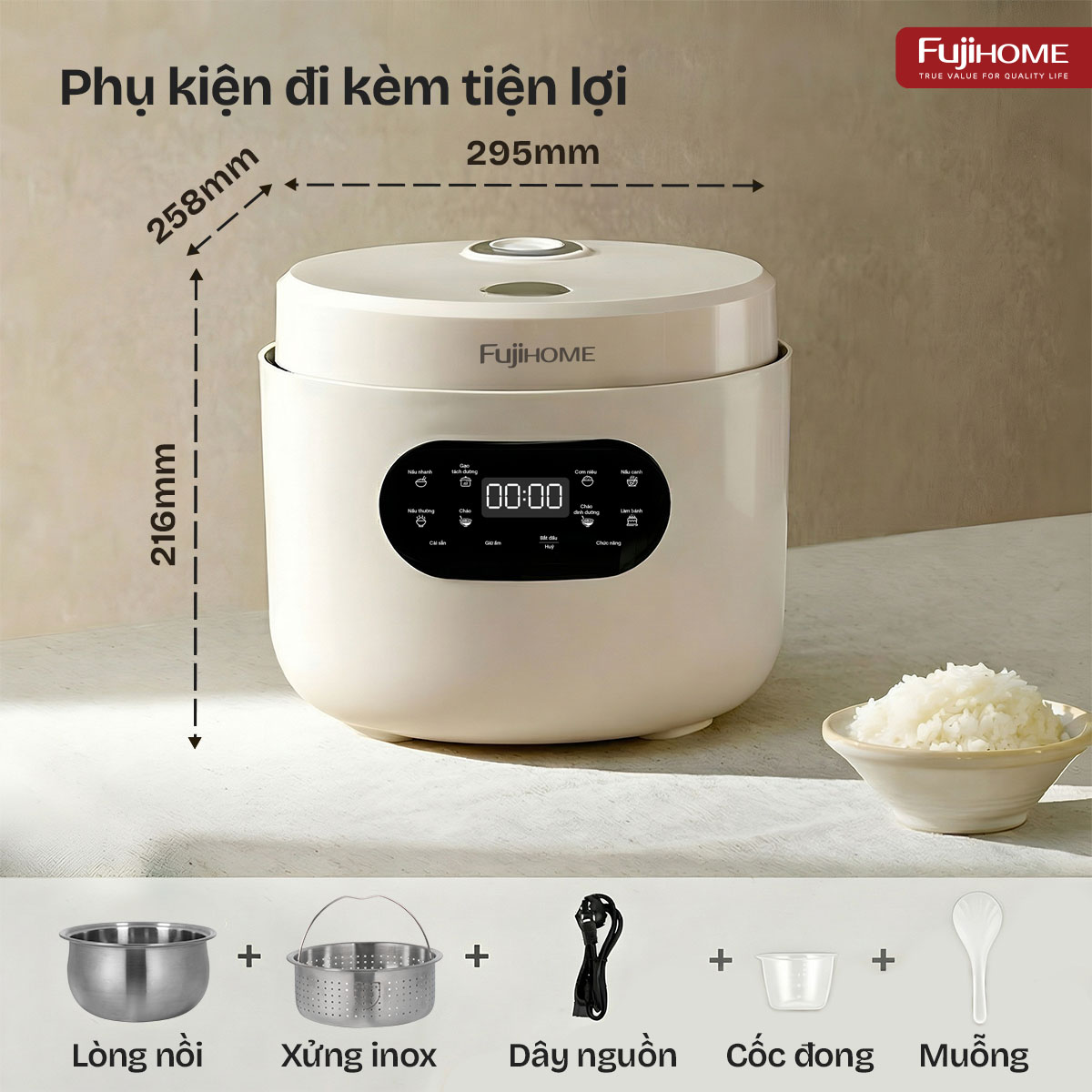 Nồi cơm điện Fujihome Inox LowSugar RC12LS