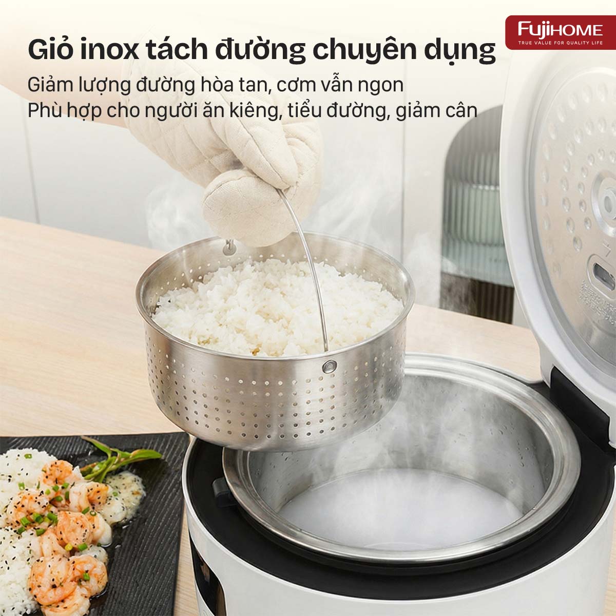 Nồi cơm điện Fujihome Inox LowSugar RC12LS