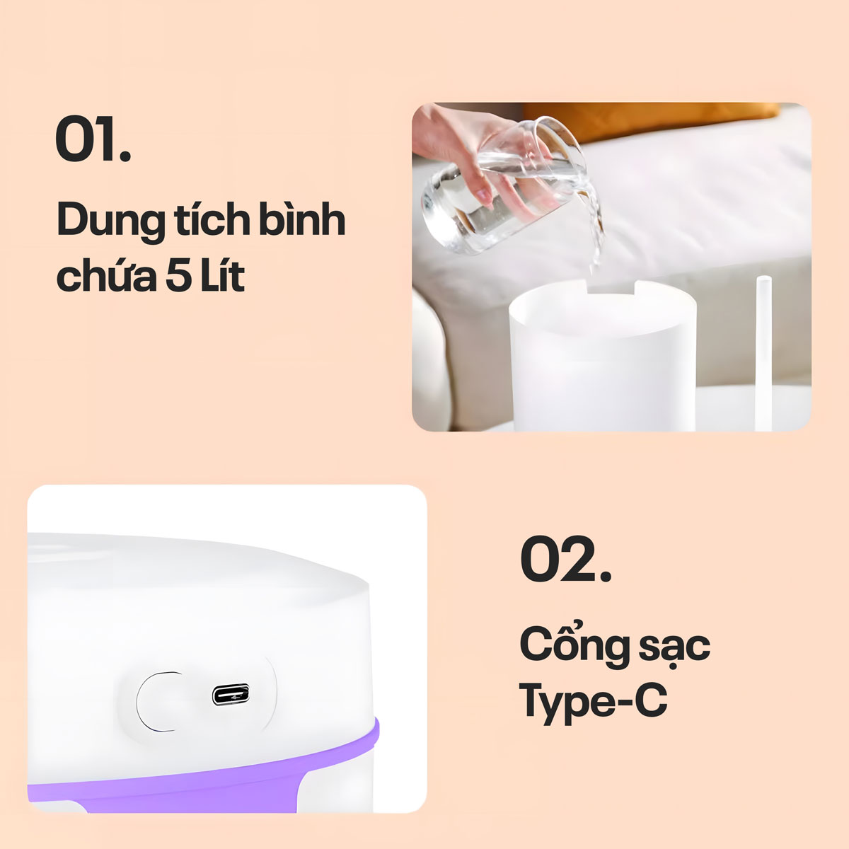 Máy phun sương tạo ẩm xông tinh dầu Fujihome HM05B