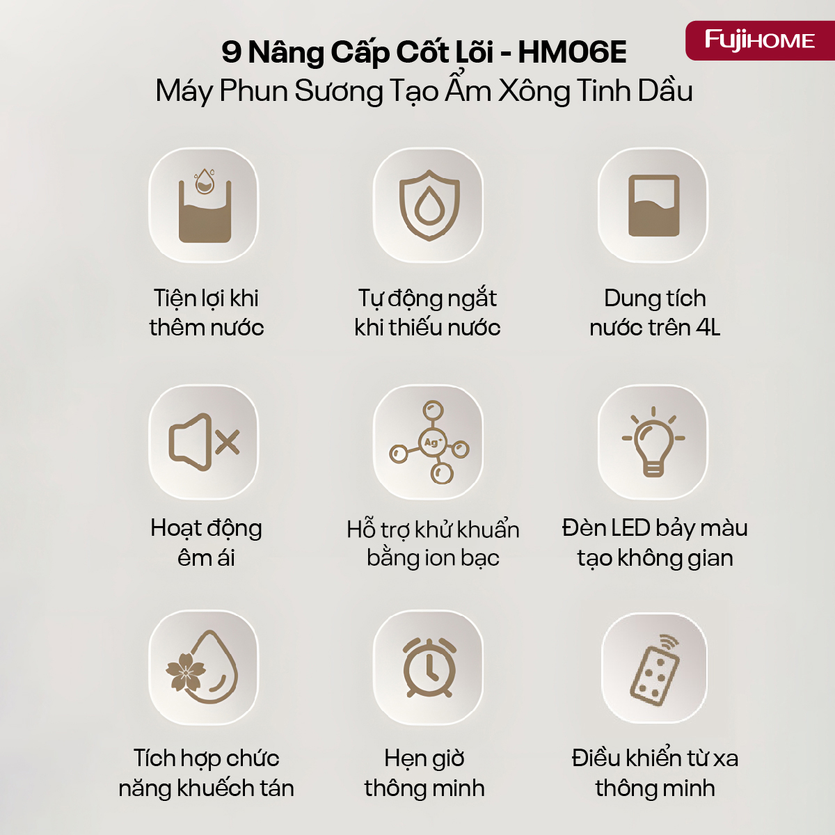 Máy Phun Sương Tạo Ẩm Xông Tinh Dầu Fujihome HM06E