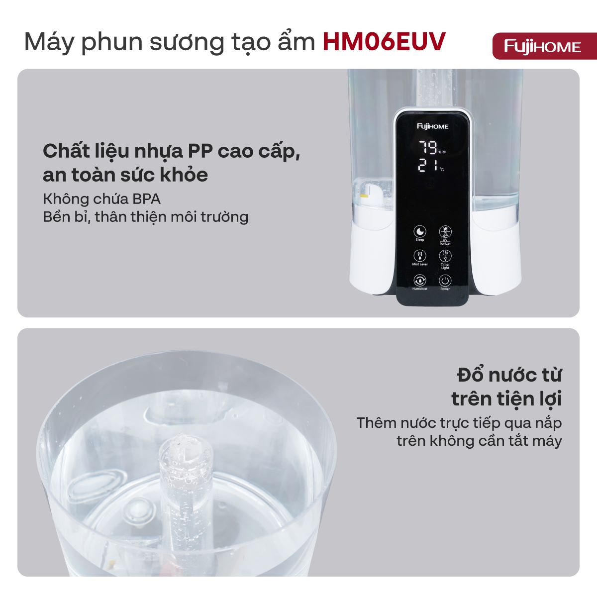 Máy phun sương tạo ẩm Fujihome HM06EUV