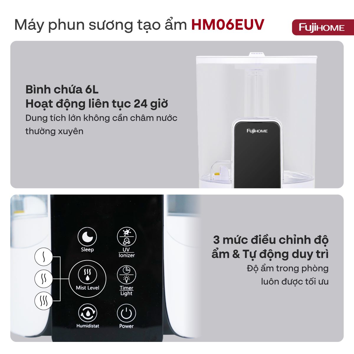 Máy phun sương tạo ẩm Fujihome HM06EUV