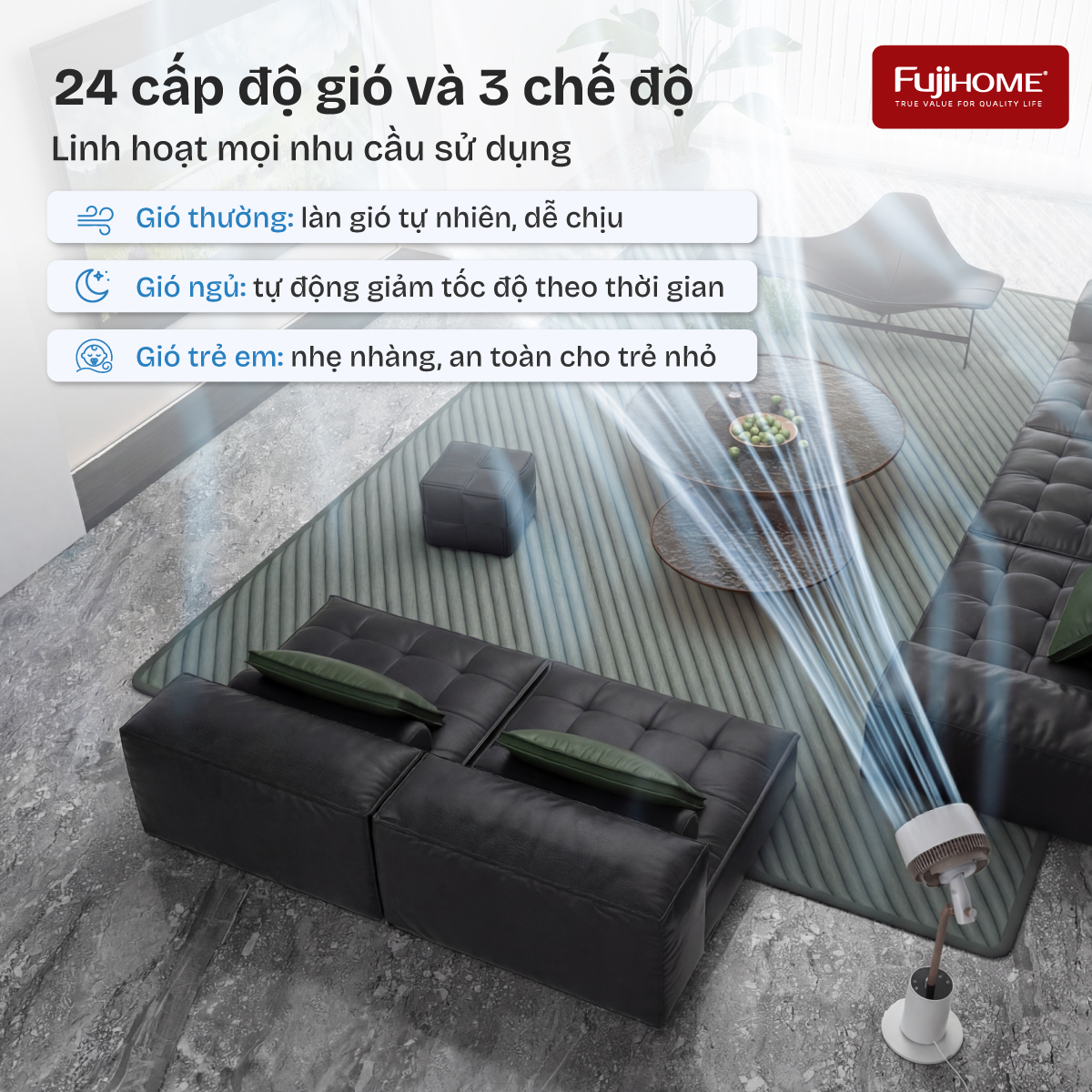 quạt tuần hoàn không khí thông mình điều khiển giọng nói Fujihome Luxury CFR01PRO-Voice