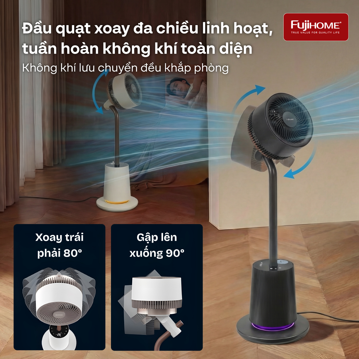 quạt tuần hoàn không khí thông mình điều khiển giọng nói Fujihome Luxury CFR01PRO-Voice