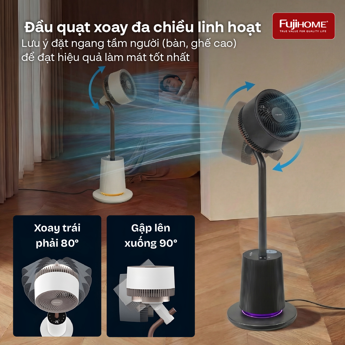quạt tuần hoàn không khí thông mình điều khiển giọng nói Fujihome Luxury CFR01PRO-Voice