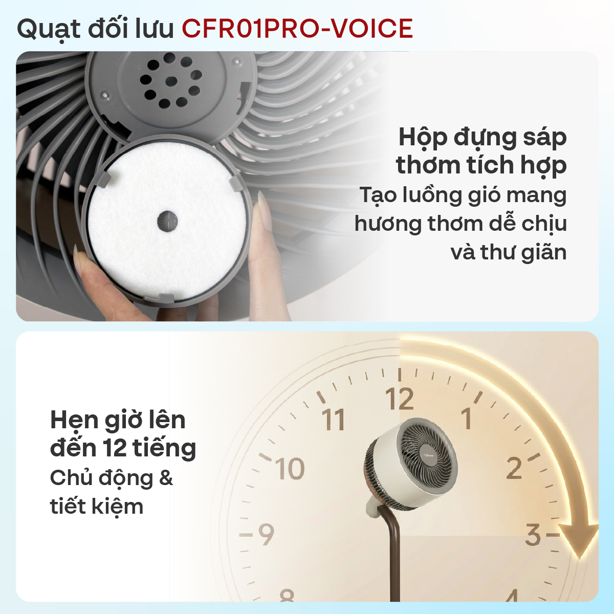 quạt tuần hoàn không khí thông mình điều khiển giọng nói Fujihome Luxury CFR01PRO-Voice