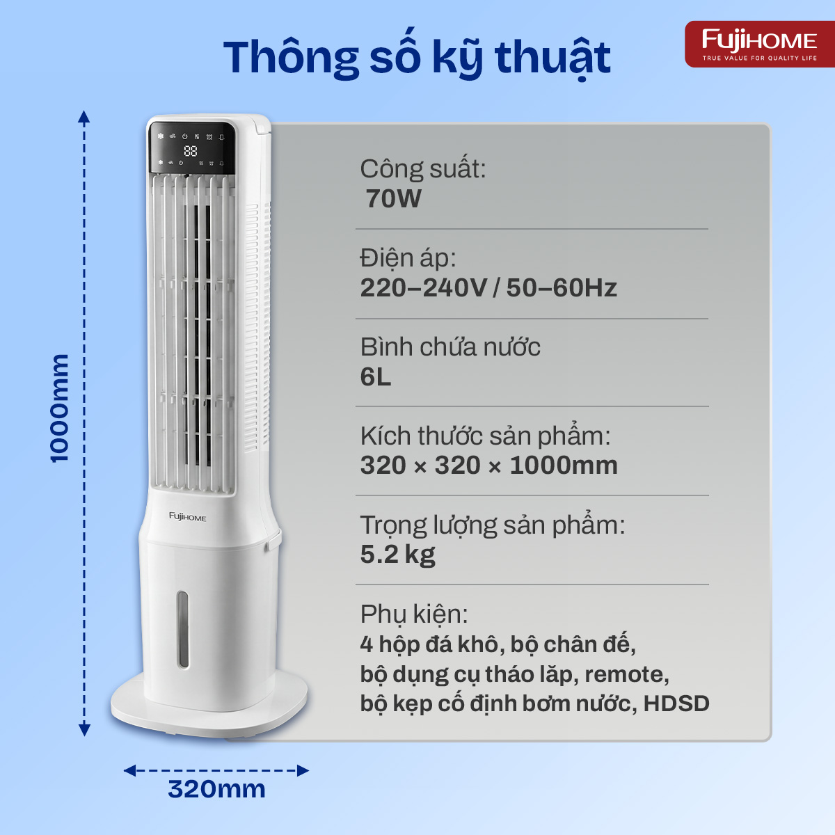 Quạt tháp làm mát bằng hơi nước Fujihome AC-1000