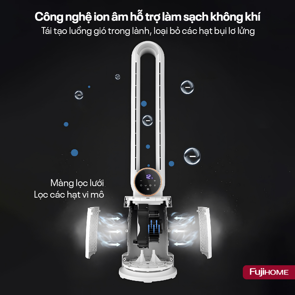 Quạt không cánh tích hợp lọc không khí bằng ion Fujihome BF-03R