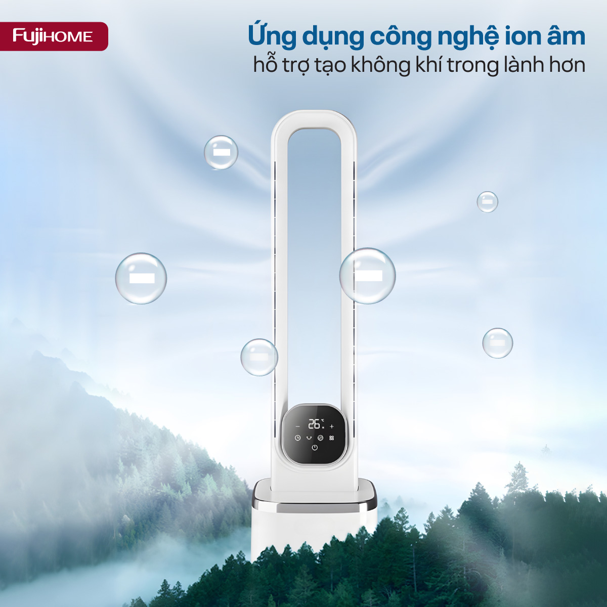 Quạt không cánh lọc không khí HEPA và Ion Fujihome BF-05R-HEPA