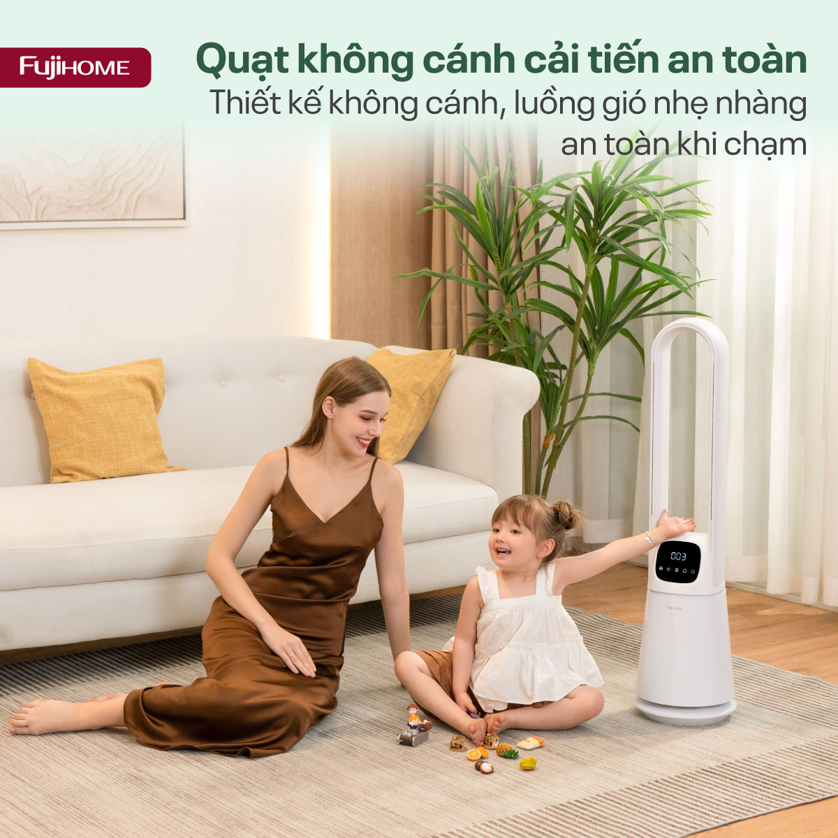 Quạt không cánh lọc không khí khử khuẩn Anion+ UV, kết nối WIFI Fujihome BF065