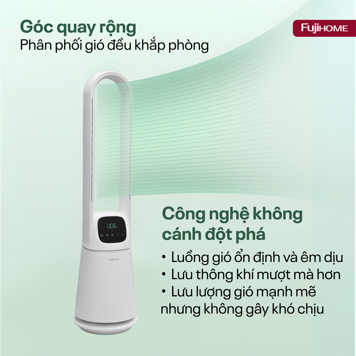Quạt không cánh lọc không khí khử khuẩn Anion+ UV, kết nối WIFI Fujihome BF065