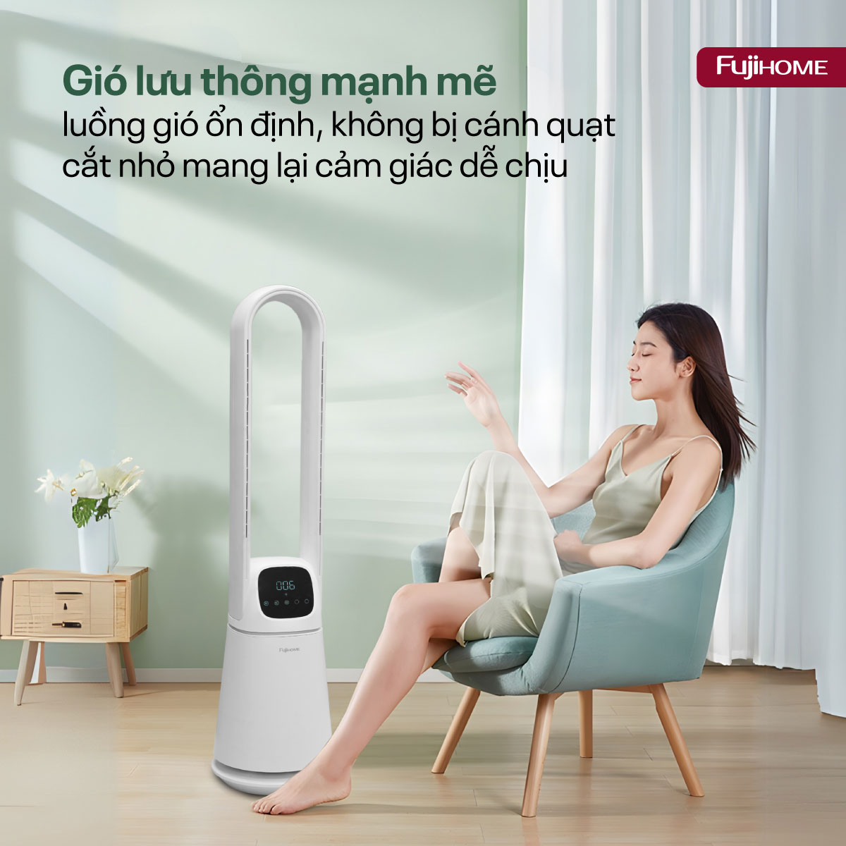 Quạt không cánh lọc không khí khử khuẩn Anion+ UV, kết nối WIFI Fujihome BF065