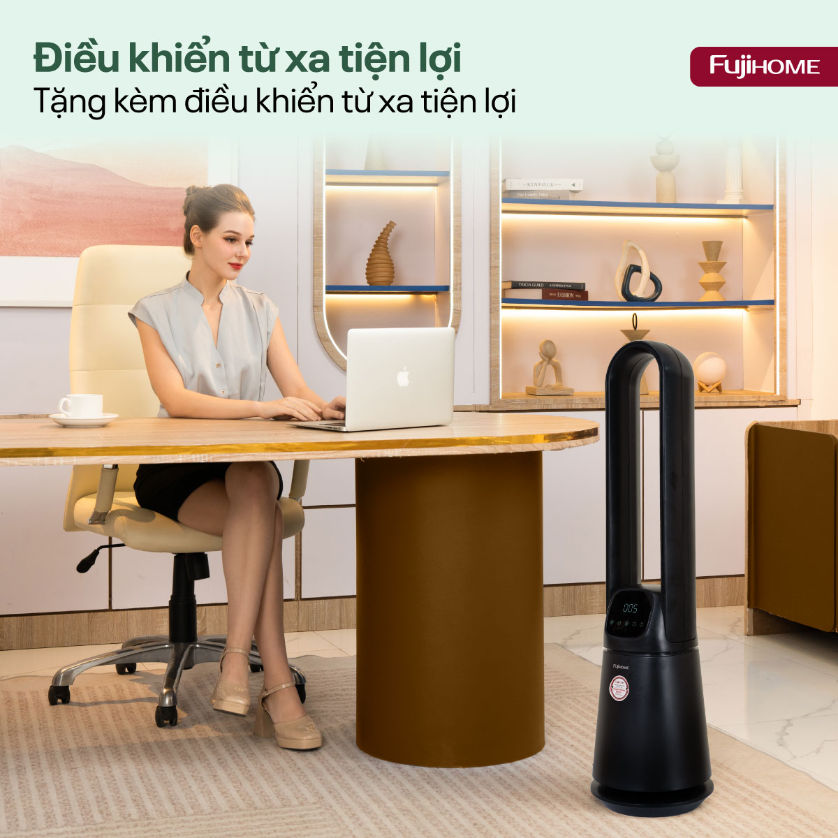 Quạt không cánh lọc không khí khử khuẩn Anion+ UV, kết nối WIFI Fujihome BF065