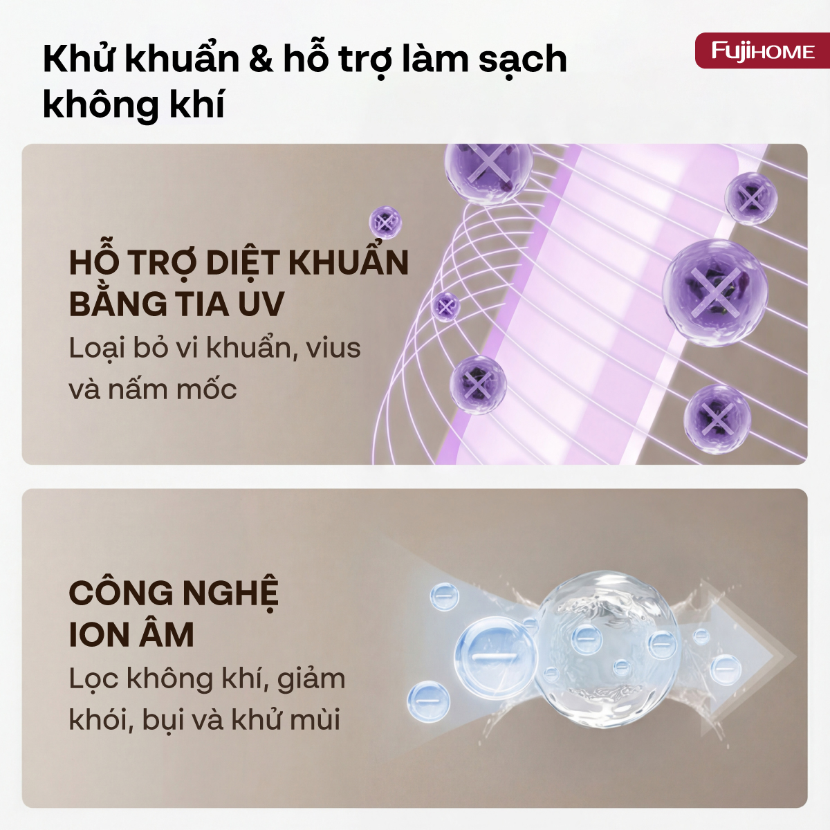 Quạt không cánh lọc không khí HEPA, ra lệnh giọng nói Fujihome LUXURY BF15-HEPA-VOICE