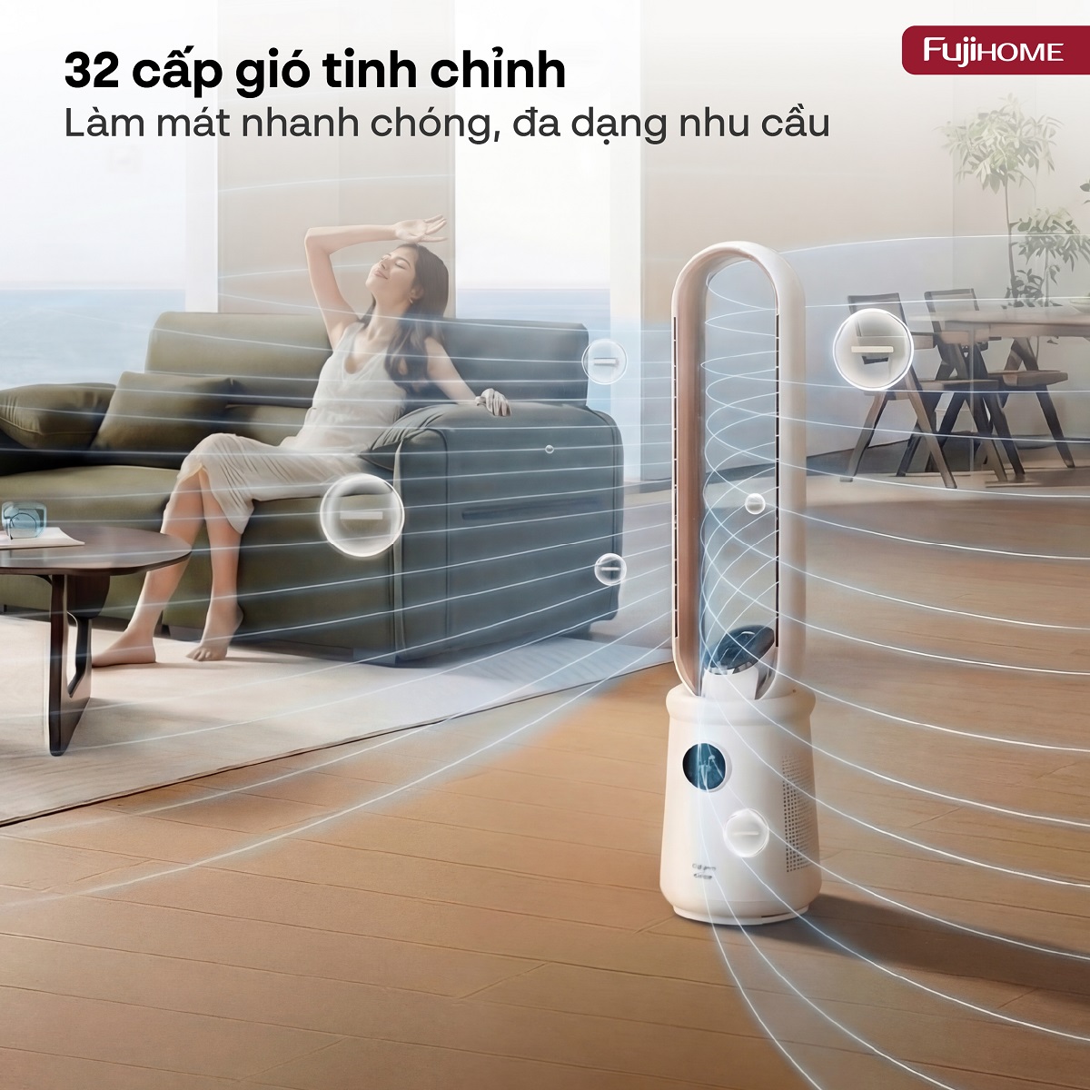Quạt không cánh lọc không khí HEPA, ra lệnh giọng nói Fujihome LUXURY BF15-HEPA-VOICE