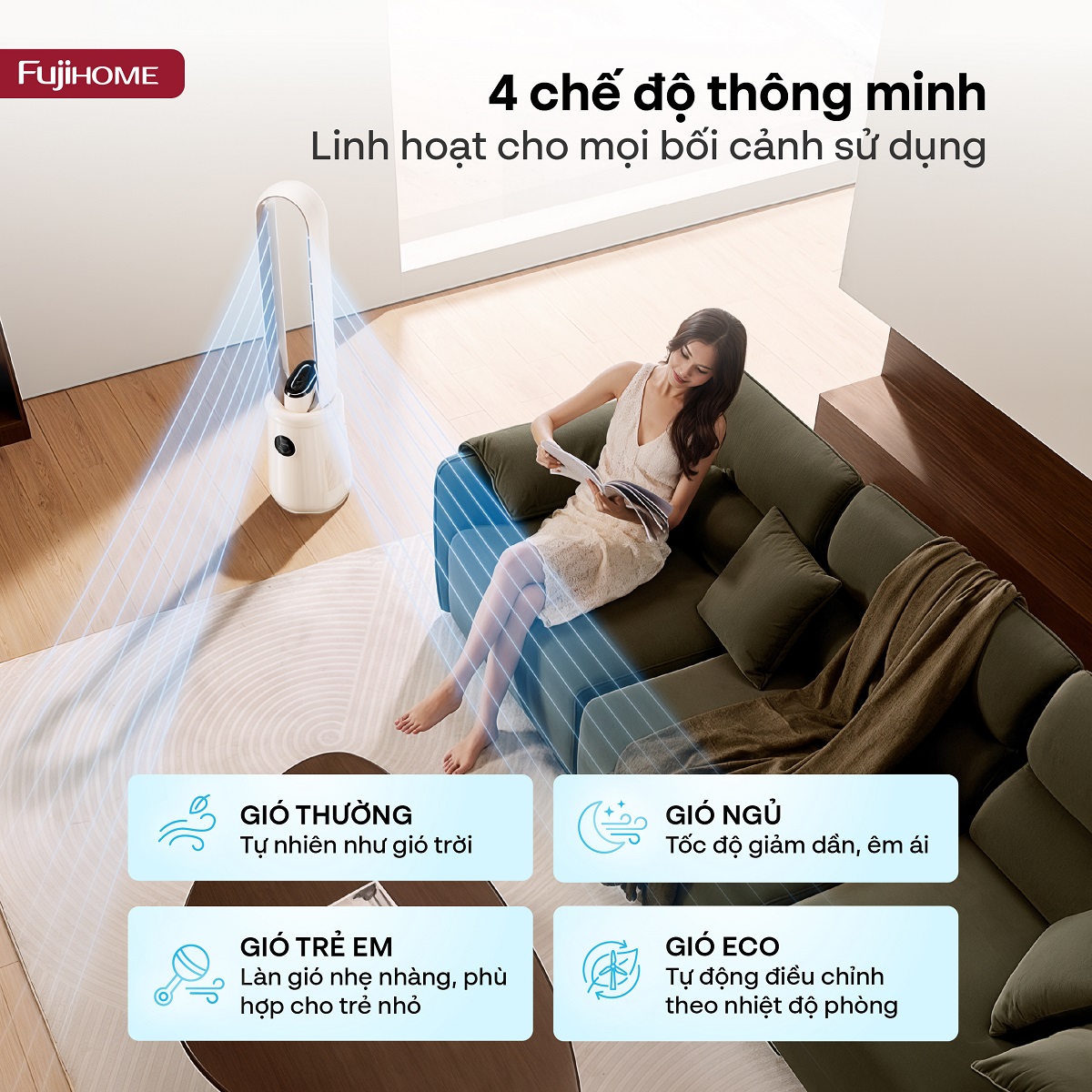 Quạt không cánh lọc không khí HEPA, ra lệnh giọng nói Fujihome LUXURY BF15-HEPA-VOICE
