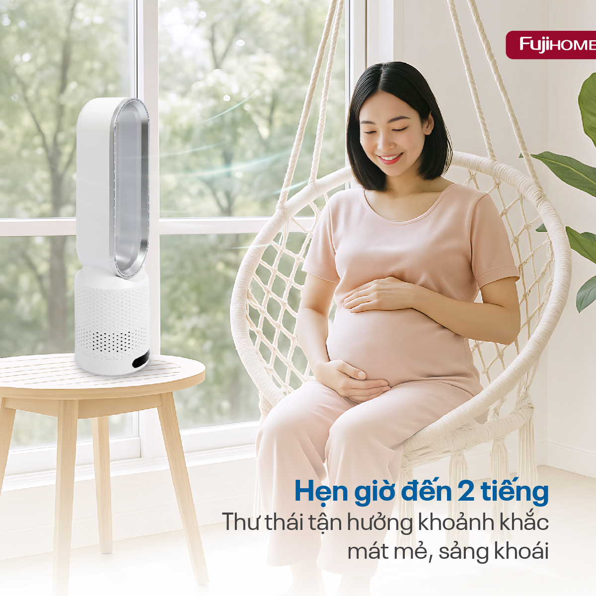 Quạt không cánh mini lọc không khí khử khuẩn Anion + UV Fujihome BF16