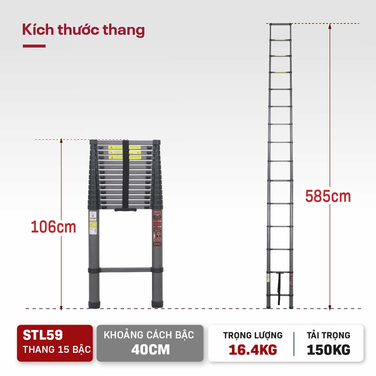 Thang rút đơn thép carbon Fujihome STL59Thang rút đơn thép carbon Fujihome STL59