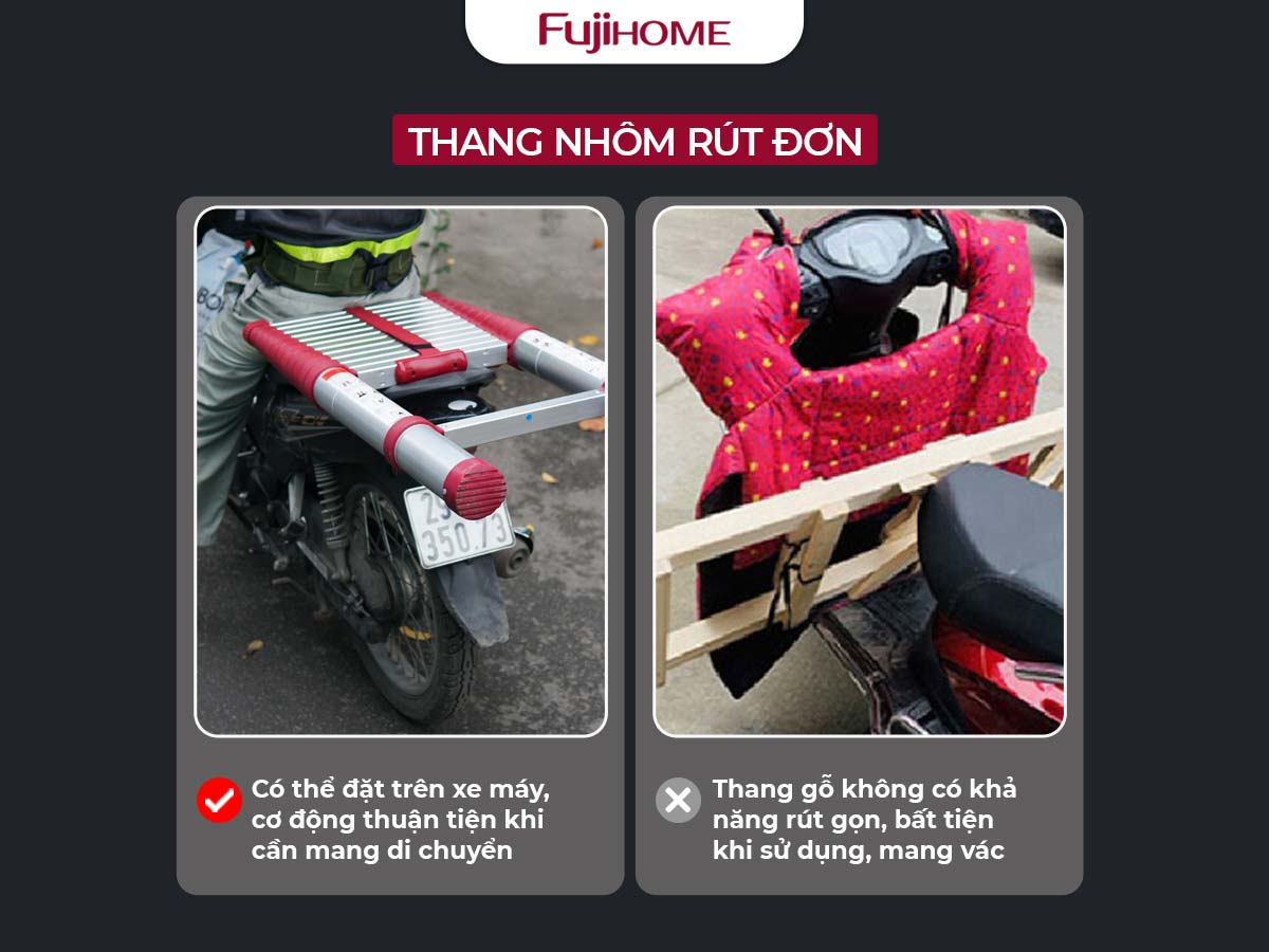 Thang nhôm rút gọn đơn FUJIHOME TLI440R  (New version)