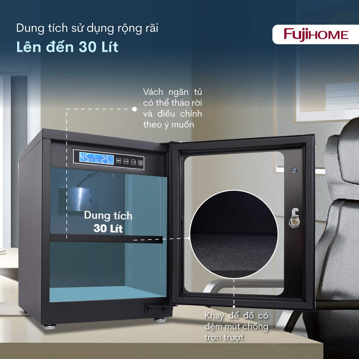 Tủ chống ẩm thế hệ mới Fujihome DC-30E 30L 