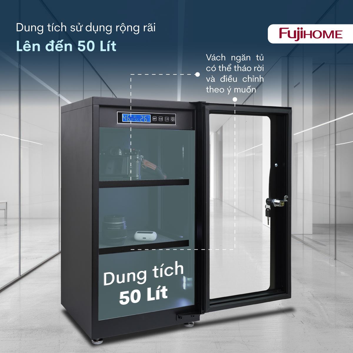 Tủ chống ẩm thế hệ mới Fujihome DC-50E 50L