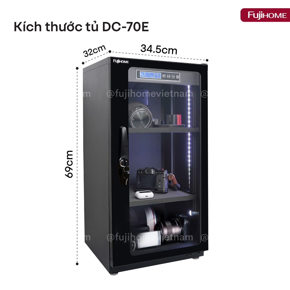 Tủ chống ẩm thế hệ mới Fujihome DC-70E 70L