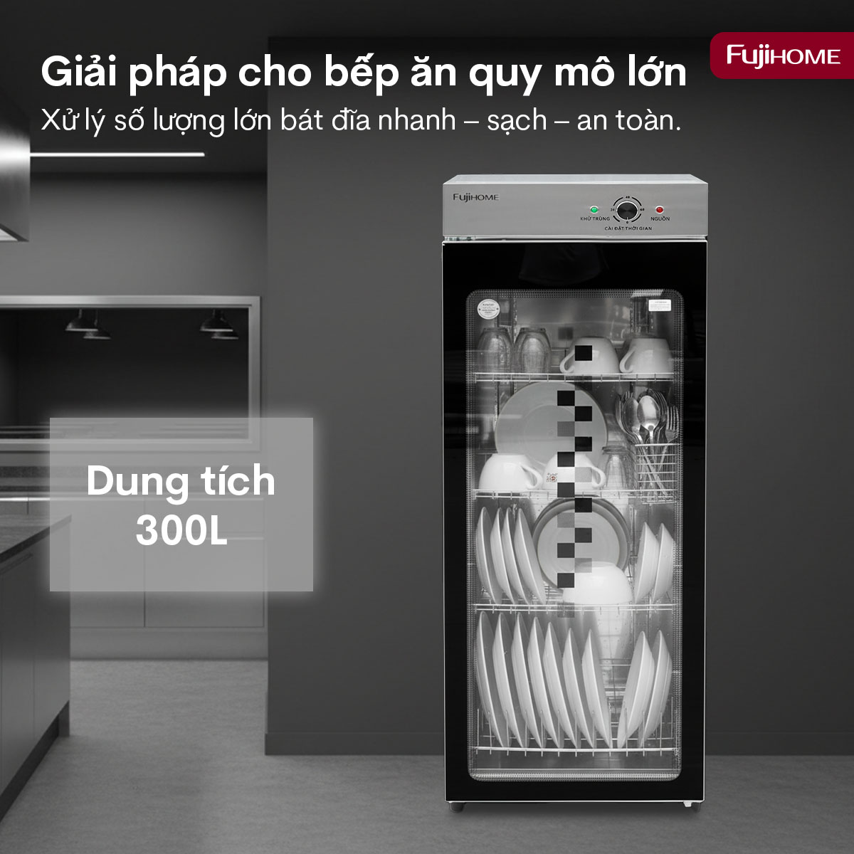 Tủ sấy chén bát tiệt trùng dung tích lớn Fujihome DD300A